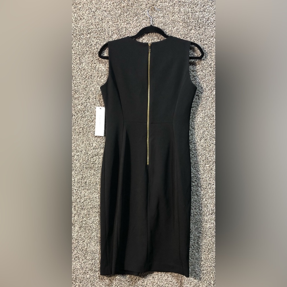 NWT Calvin Klein Sleeveless Scuba Sheath Dress w/ Princess Seam, Black, Sz 6 - Picture 4 of 5